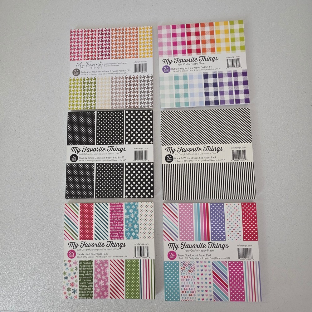 NEW My Favorite Things 6x6 Paper Pad Lot of 6 Multi Patterns Dots Stripes Crafts